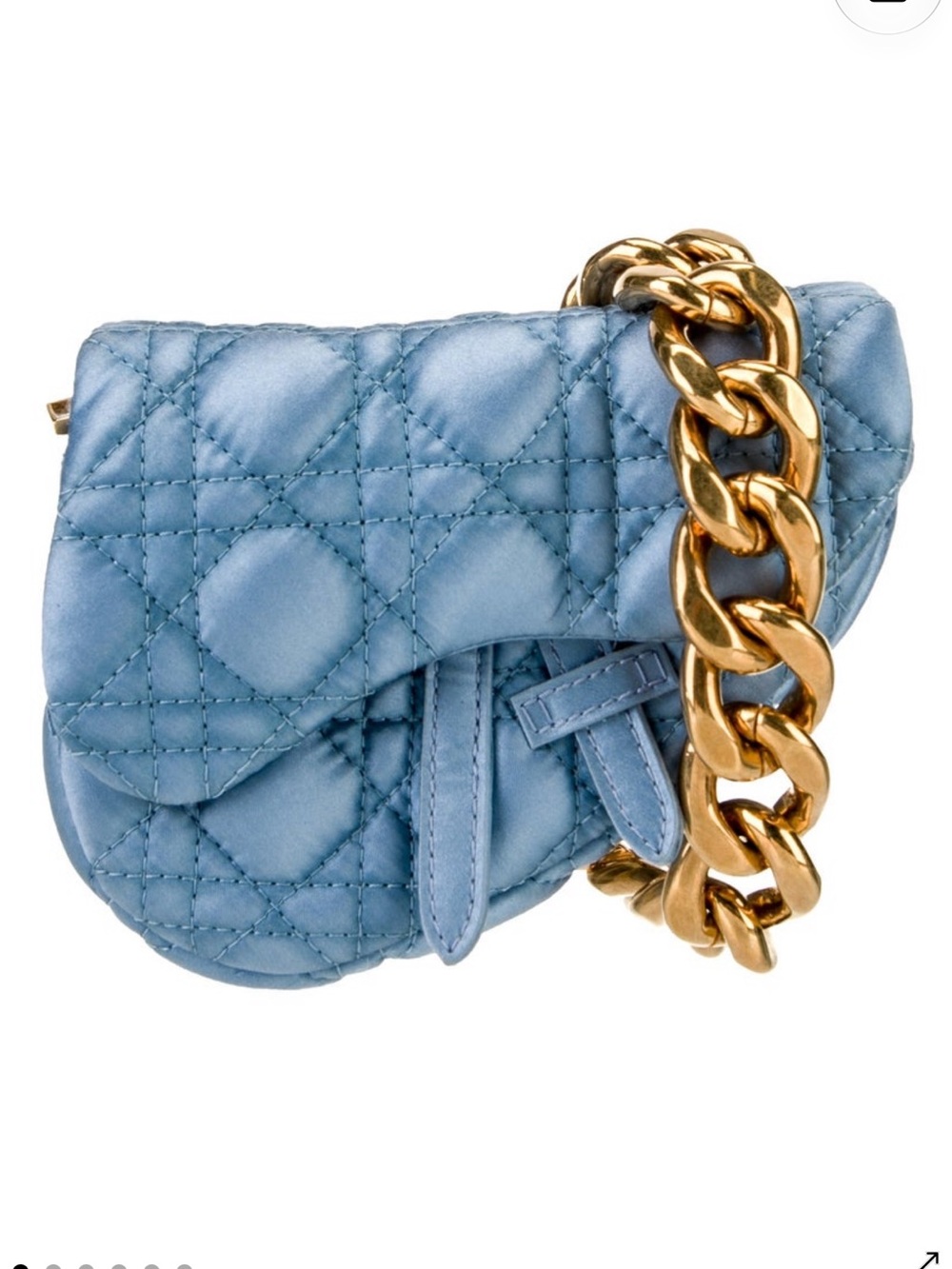 Dior x ERL Quilted Light Blue Saddle Bag with Gold Chain